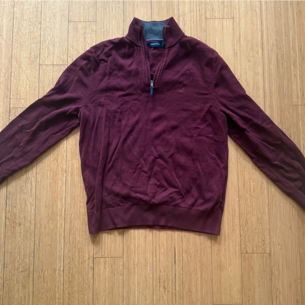 Nautica Maroon and Gray Sweater